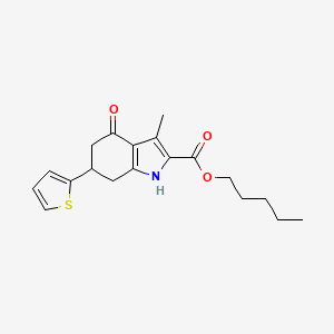 molecular formula C19H23NO3S B11432437 pentyl 3-methyl-4-oxo-6-(thiophen-2-yl)-4,5,6,7-tetrahydro-1H-indole-2-carboxylate 