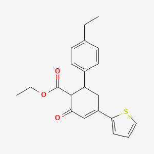 molecular formula C21H22O3S B11432502 Ethyl 4'-ethyl-3-oxo-5-(thiophen-2-yl)-1,2,3,6-tetrahydro-[1,1'-biphenyl]-2-carboxylate 