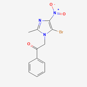 molecular formula C12H10BrN3O3 B11432509 Ethanone, 2-(5-bromo-2-methyl-4-nitro-1H-imidazol-1-yl)-1-phenyl- CAS No. 57338-58-6