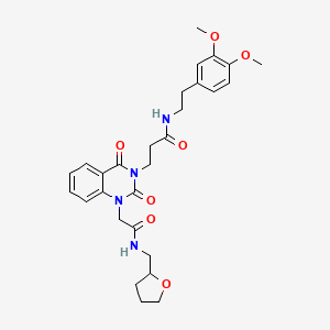 molecular formula C28H34N4O7 B11432682 N-[2-(3,4-dimethoxyphenyl)ethyl]-3-[2,4-dioxo-1-({[(oxolan-2-yl)methyl]carbamoyl}methyl)-1,2,3,4-tetrahydroquinazolin-3-yl]propanamide 