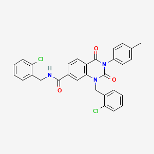 molecular formula C30H23Cl2N3O3 B11432693 N,1-bis(2-chlorobenzyl)-3-(4-methylphenyl)-2,4-dioxo-1,2,3,4-tetrahydroquinazoline-7-carboxamide 