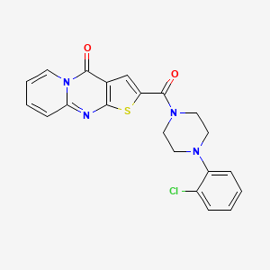 molecular formula C21H17ClN4O2S B11432744 2-{[4-(2-Chlorophenyl)piperazino]carbonyl}-4H-pyrido[1,2-A]thieno[2,3-D]pyrimidin-4-one 