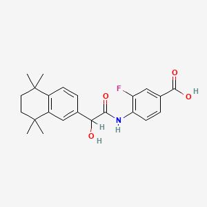 B1143288 3-Fluoro-4-[[2-hydroxy-2-(5,5,8,8-tetramethyl-6,7-dihydronaphthalen-2-yl)acetyl]amino]benzoic acid CAS No. 185629-22-5
