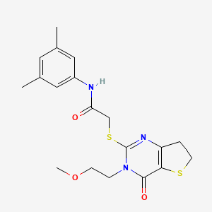 molecular formula C19H23N3O3S2 B11432919 N-(3,5-dimethylphenyl)-2-((3-(2-methoxyethyl)-4-oxo-3,4,6,7-tetrahydrothieno[3,2-d]pyrimidin-2-yl)thio)acetamide 