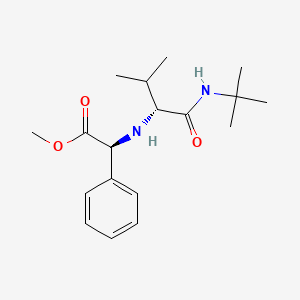 Methyl (2S)-({(2R)-3-methyl-1-[(2-methyl-2-propanyl)amino]-1-oxo-2-butanyl}amino)(phenyl)acetate