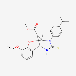 molecular formula C24H28N2O4S B11433060 methyl 10-ethoxy-2-methyl-3-[4-(propan-2-yl)phenyl]-4-thioxo-3,4,5,6-tetrahydro-2H-2,6-methano-1,3,5-benzoxadiazocine-11-carboxylate 
