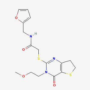 molecular formula C16H19N3O4S2 B11433145 N-(furan-2-ylmethyl)-2-((3-(2-methoxyethyl)-4-oxo-3,4,6,7-tetrahydrothieno[3,2-d]pyrimidin-2-yl)thio)acetamide 