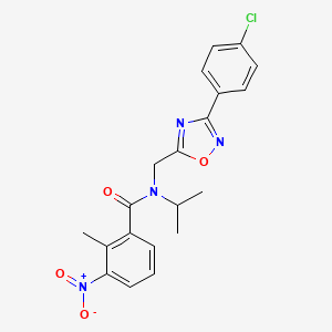 molecular formula C20H19ClN4O4 B11433249 N-{[3-(4-chlorophenyl)-1,2,4-oxadiazol-5-yl]methyl}-2-methyl-3-nitro-N-(propan-2-yl)benzamide 