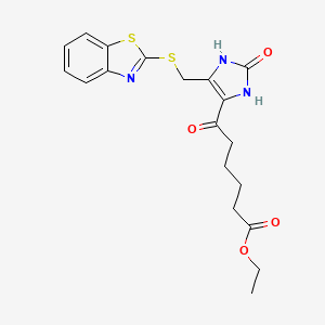 molecular formula C19H21N3O4S2 B11433262 ethyl 6-{5-[(1,3-benzothiazol-2-ylsulfanyl)methyl]-2-oxo-2,3-dihydro-1H-imidazol-4-yl}-6-oxohexanoate 