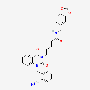 molecular formula C29H26N4O5 B11433314 N-(1,3-benzodioxol-5-ylmethyl)-5-[1-(2-cyanobenzyl)-2,4-dioxo-1,4-dihydroquinazolin-3(2H)-yl]pentanamide 