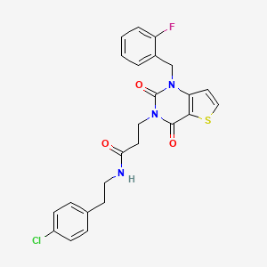 molecular formula C24H21ClFN3O3S B11433473 N-[2-(4-chlorophenyl)ethyl]-3-{1-[(2-fluorophenyl)methyl]-2,4-dioxo-1H,2H,3H,4H-thieno[3,2-d]pyrimidin-3-yl}propanamide 