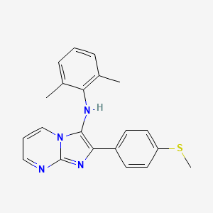 molecular formula C21H20N4S B11433483 N-(2,6-dimethylphenyl)-2-[4-(methylsulfanyl)phenyl]imidazo[1,2-a]pyrimidin-3-amine 