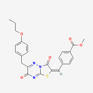 molecular formula C24H21N3O5S B11433607 methyl 4-{(E)-[3,7-dioxo-6-(4-propoxybenzyl)-7H-[1,3]thiazolo[3,2-b][1,2,4]triazin-2(3H)-ylidene]methyl}benzoate 