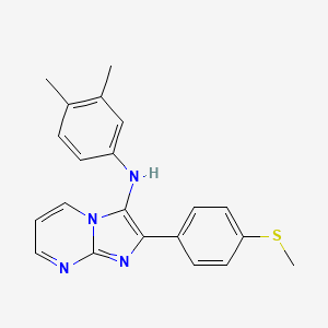 molecular formula C21H20N4S B11433638 N-(3,4-dimethylphenyl)-2-[4-(methylsulfanyl)phenyl]imidazo[1,2-a]pyrimidin-3-amine 
