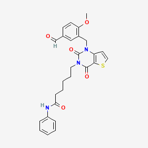 molecular formula C27H27N3O5S B11434198 6-[1-(5-formyl-2-methoxybenzyl)-2,4-dioxo-1,4-dihydrothieno[3,2-d]pyrimidin-3(2H)-yl]-N-phenylhexanamide 