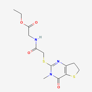 molecular formula C13H17N3O4S2 B11434241 Ethyl 2-(2-((3-methyl-4-oxo-3,4,6,7-tetrahydrothieno[3,2-d]pyrimidin-2-yl)thio)acetamido)acetate 