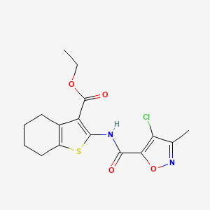 molecular formula C16H17ClN2O4S B11434254 Ethyl 2-{[(4-chloro-3-methyl-1,2-oxazol-5-yl)carbonyl]amino}-4,5,6,7-tetrahydro-1-benzothiophene-3-carboxylate 