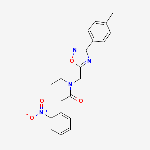 molecular formula C21H22N4O4 B11434264 N-{[3-(4-methylphenyl)-1,2,4-oxadiazol-5-yl]methyl}-2-(2-nitrophenyl)-N-(propan-2-yl)acetamide 