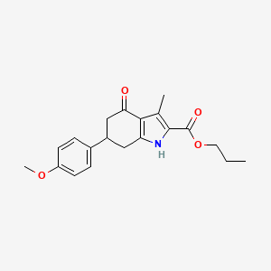 molecular formula C20H23NO4 B11434280 propyl 6-(4-methoxyphenyl)-3-methyl-4-oxo-4,5,6,7-tetrahydro-1H-indole-2-carboxylate 