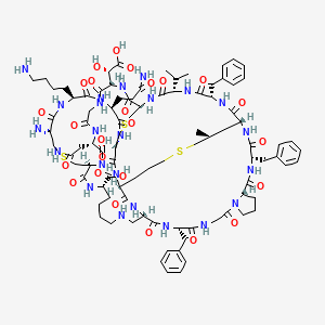 (1S,4S,13S,16S,19S,22S,25S,28R,31S,37S,40S,44R,47S,50S,53S,56R,65S,70S)-44-amino-47-(4-aminobutyl)-37-(2-amino-2-oxoethyl)-50-(3-amino-3-oxopropyl)-4,16,22-tribenzyl-31-[(S)-carboxy(hydroxy)methyl]-70-methyl-2,5,8,14,17,20,23,26,29,32,35,38,45,48,51,54,57,67-octadecaoxo-25-propan-2-yl-42,69,72-trithia-3,6,9,15,18,21,24,27,30,33,36,39,46,49,52,55,58,60,66-nonadecazapentacyclo[38.18.9.319,56.328,53.09,13]triheptacontane-65-carboxylic acid