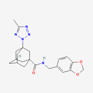 molecular formula C21H25N5O3 B11434372 N-(1,3-benzodioxol-5-ylmethyl)-3-(5-methyl-2H-tetrazol-2-yl)tricyclo[3.3.1.1~3,7~]decane-1-carboxamide 