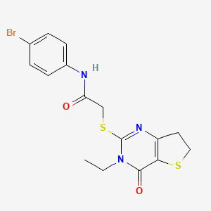 molecular formula C16H16BrN3O2S2 B11434408 N-(4-bromophenyl)-2-((3-ethyl-4-oxo-3,4,6,7-tetrahydrothieno[3,2-d]pyrimidin-2-yl)thio)acetamide 