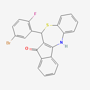 molecular formula C22H13BrFNOS B11434420 6-(5-bromo-2-fluorophenyl)-6,12-dihydro-5H-benzo[b]indeno[1,2-e][1,4]thiazepin-5-one 