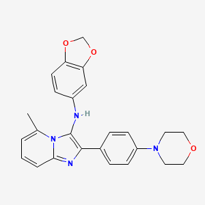 molecular formula C25H24N4O3 B11434666 N-(1,3-benzodioxol-5-yl)-5-methyl-2-[4-(morpholin-4-yl)phenyl]imidazo[1,2-a]pyridin-3-amine 