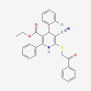molecular formula C29H23ClN2O3S B11434815 Ethyl 4-(2-chlorophenyl)-5-cyano-6-[(2-oxo-2-phenylethyl)sulfanyl]-2-phenyl-1,4-dihydropyridine-3-carboxylate 