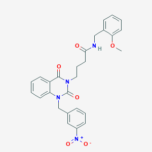 molecular formula C27H26N4O6 B11435251 N-(2-methoxybenzyl)-4-(1-(3-nitrobenzyl)-2,4-dioxo-1,2-dihydroquinazolin-3(4H)-yl)butanamide 