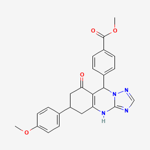 molecular formula C24H22N4O4 B11435759 Methyl 4-[8-hydroxy-6-(4-methoxyphenyl)-5,6,7,9-tetrahydro[1,2,4]triazolo[5,1-b]quinazolin-9-yl]benzoate 