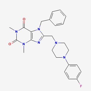 molecular formula C25H27FN6O2 B11435870 7-Benzyl-8-[[4-(4-fluorophenyl)piperazin-1-yl]methyl]-1,3-dimethylpurine-2,6-dione 