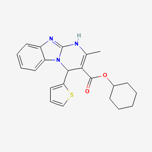 molecular formula C22H23N3O2S B11435918 Cyclohexyl 2-methyl-4-(thiophen-2-yl)-1,4-dihydropyrimido[1,2-a]benzimidazole-3-carboxylate 