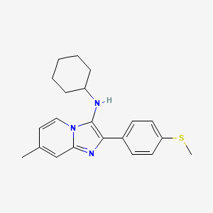 molecular formula C21H25N3S B11436250 N-cyclohexyl-7-methyl-2-[4-(methylsulfanyl)phenyl]imidazo[1,2-a]pyridin-3-amine 
