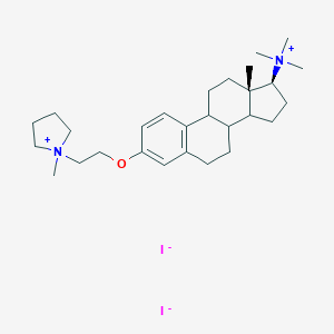 molecular formula C28H46I2N2O B114363 Trimethyl-[(13S,17S)-13-methyl-3-[2-(1-methylpyrrolidin-1-ium-1-yl)ethoxy]-6,7,8,9,11,12,14,15,16,17-decahydrocyclopenta[a]phenanthren-17-yl]azanium;diiodide CAS No. 142575-15-3