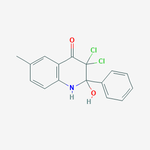 molecular formula C16H13Cl2NO2 B114365 3,3-dichloro-2-hydroxy-6-methyl-2-phenyl-1H-quinolin-4-one CAS No. 147779-27-9
