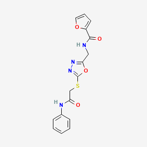 molecular formula C16H14N4O4S B11436686 N-({5-[(2-anilino-2-oxoethyl)thio]-1,3,4-oxadiazol-2-yl}methyl)-2-furamide 