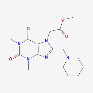 molecular formula C16H23N5O4 B11436760 methyl 2-(1,3-dimethyl-2,6-dioxo-8-(piperidin-1-ylmethyl)-2,3-dihydro-1H-purin-7(6H)-yl)acetate 