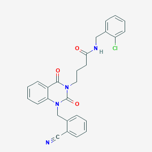 molecular formula C27H23ClN4O3 B11436795 N-(2-chlorobenzyl)-4-[1-(2-cyanobenzyl)-2,4-dioxo-1,4-dihydroquinazolin-3(2H)-yl]butanamide 