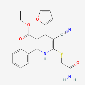 molecular formula C21H19N3O4S B11436895 Ethyl 6-[(2-amino-2-oxoethyl)sulfanyl]-5-cyano-4-(furan-2-yl)-2-phenyl-1,4-dihydropyridine-3-carboxylate 