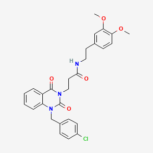 molecular formula C28H28ClN3O5 B11436917 3-{1-[(4-chlorophenyl)methyl]-2,4-dioxo-1,2,3,4-tetrahydroquinazolin-3-yl}-N-[2-(3,4-dimethoxyphenyl)ethyl]propanamide 