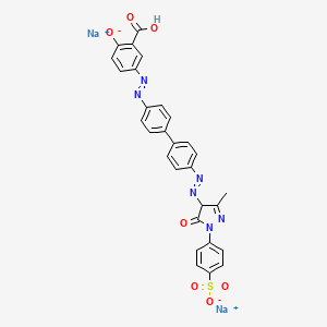 B1143715 Disodium 5-((4'-((4,5-dihydro-3-methyl-5-oxo-1-(4-sulphonatophenyl)-1H-pyrazol-4-yl)azo)(1,1'-biphenyl)-4-yl)azo)salicylate CAS No. 13164-93-7