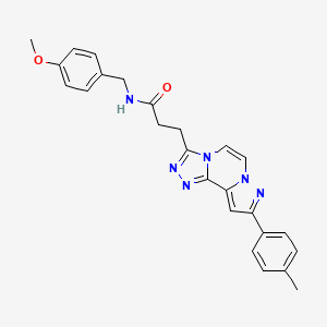 molecular formula C25H24N6O2 B11437154 N-(4-methoxybenzyl)-3-(9-(p-tolyl)pyrazolo[1,5-a][1,2,4]triazolo[3,4-c]pyrazin-3-yl)propanamide 