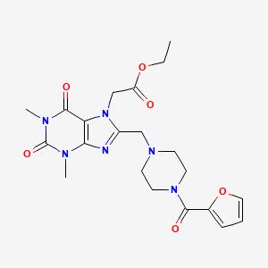 molecular formula C21H26N6O6 B11437165 ethyl (8-{[4-(furan-2-ylcarbonyl)piperazin-1-yl]methyl}-1,3-dimethyl-2,6-dioxo-1,2,3,6-tetrahydro-7H-purin-7-yl)acetate 