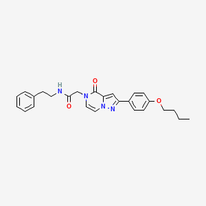 molecular formula C26H28N4O3 B11437188 2-(2-(4-butoxyphenyl)-4-oxopyrazolo[1,5-a]pyrazin-5(4H)-yl)-N-phenethylacetamide 