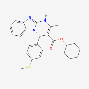 molecular formula C25H27N3O2S B11437296 Cyclohexyl 2-methyl-4-[4-(methylsulfanyl)phenyl]-1,4-dihydropyrimido[1,2-a]benzimidazole-3-carboxylate 