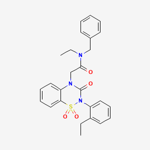 molecular formula C26H27N3O4S B11437399 N-benzyl-N-ethyl-2-[2-(2-ethylphenyl)-1,1-dioxido-3-oxo-2,3-dihydro-4H-1,2,4-benzothiadiazin-4-yl]acetamide 