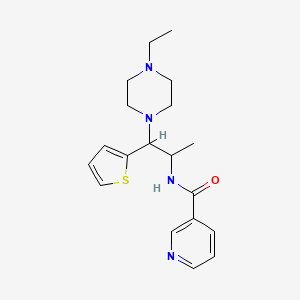 molecular formula C19H26N4OS B11437452 N-[2-(4-ethylpiperazin-1-yl)-1-methyl-2-thien-2-ylethyl]nicotinamide 