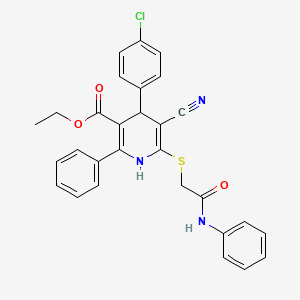 molecular formula C29H24ClN3O3S B11437493 Ethyl 4-(4-chlorophenyl)-5-cyano-6-{[2-oxo-2-(phenylamino)ethyl]sulfanyl}-2-phenyl-1,4-dihydropyridine-3-carboxylate 
