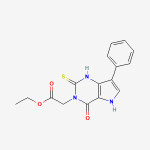 molecular formula C16H15N3O3S B11437566 ethyl (4-oxo-7-phenyl-2-thioxo-1,2,4,5-tetrahydro-3H-pyrrolo[3,2-d]pyrimidin-3-yl)acetate 
